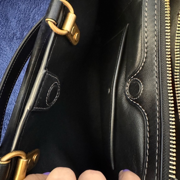 Coach Rogue 31 Black Leather Satchel with Gold Accents - Picture 6 of 9